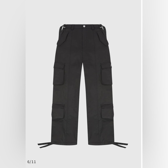 MID RISE WAXED CARGO PANTS - BLACK - Maniere de Voir US2 New - Picture 7 of 10